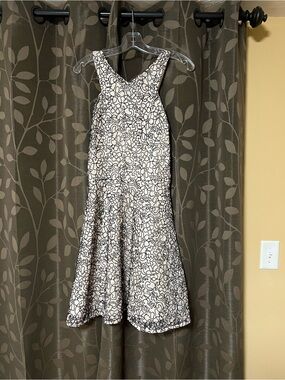 Aqua Black & White Abstract Midi Dress